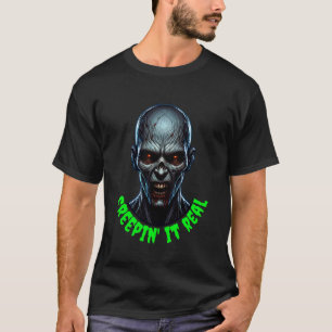 Schleichendes reales Zombie-Horror-Halloween-Pun-D T-Shirt