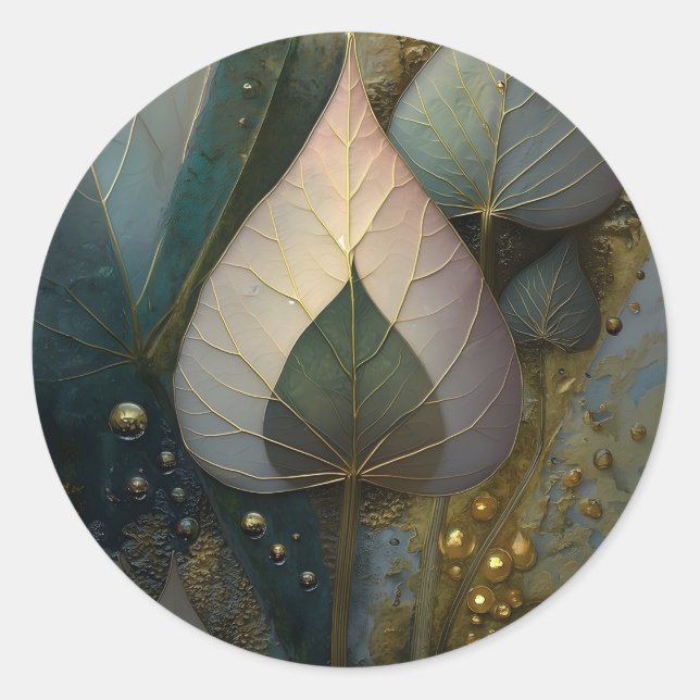 Schleier aus Blättern | Botanisches Design Runder Aufkleber (Vorderseite)