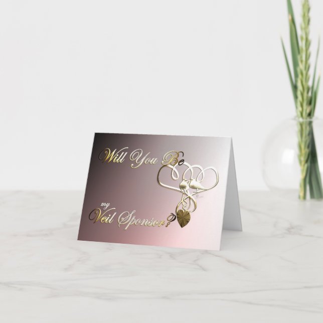 Schleier Sponsor Hochzeit Vorschlag einladen Taube Dankeskarte (Vorderseite)