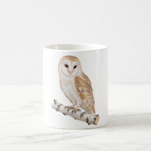 Schleiereule auf einem Birkenzweig Kaffeetasse