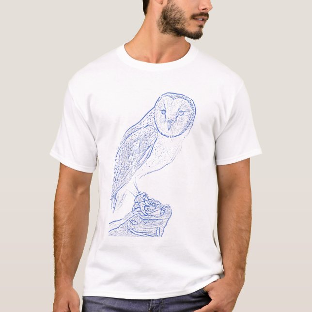 Schleiereule (blau) T-Shirt (Vorderseite)
