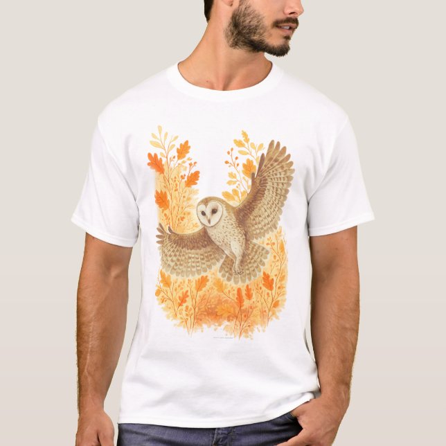 Schleiereule Herbstlaub  T-Shirt (Vorderseite)