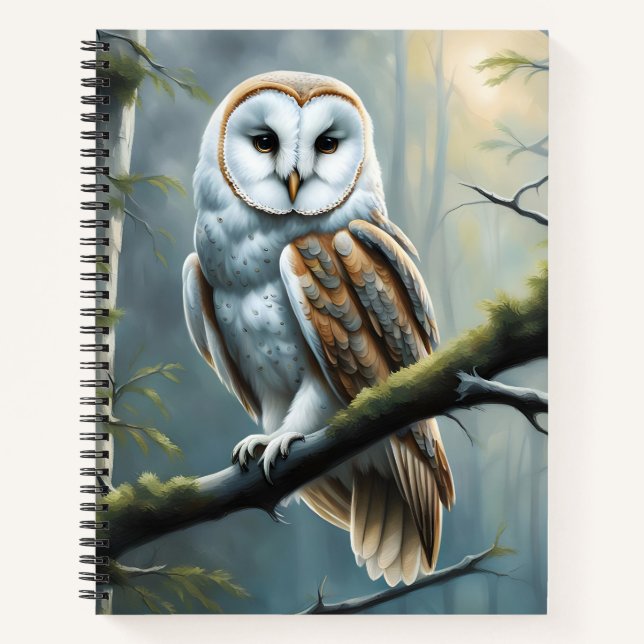 Schleiereule im Wald Notizbuch (Vorderseite)