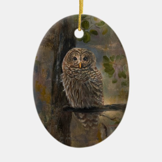 Schleiereule Keramik Ornament (Vorne)