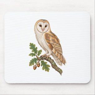 Schleiereule und Eicheln für einen naturinspiriert Mousepad