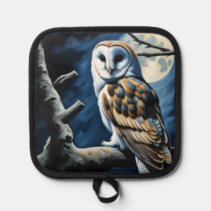 Schleiereule und Vollmond Topflappen