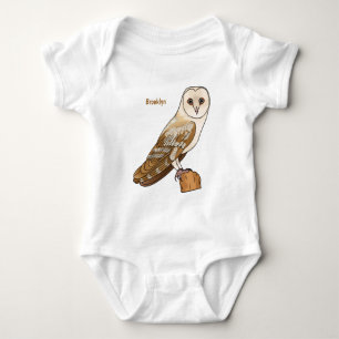 Schleiereule Vogel Cartoon-Illustration  Baby Strampler