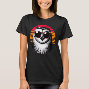 Schleiereule Vogel Sonnenbrille Sonnenuntergang Re T-Shirt
