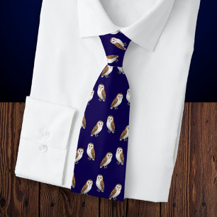 Schleiereulen Navy Blau Gemustert Wildlife Thema Krawatte