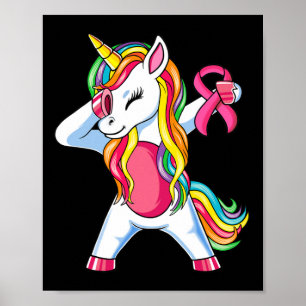 Schleife Einhorn Brustkrebs-Bewusstsein Mädchen Kl Poster