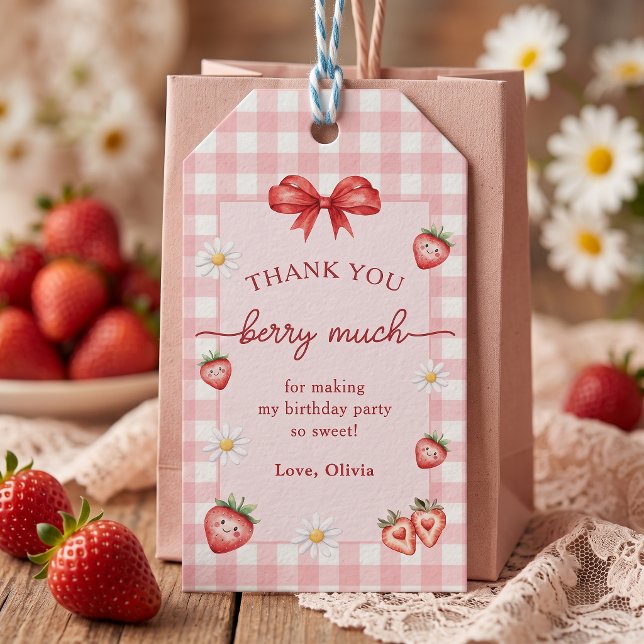 Schleife Erdbeere Süßes Mädchen Geburtstagsgeschen Geschenkanhänger (Von Creator hochgeladen)