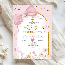 Schleife Kokette Rosa Bautizo und Primer Anito Einladung