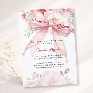 Schleife rosa Blumen Baby in Blüte Mädchen Baby Sh Einladung