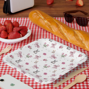 Schleifen, Häschen und Blumen Pappteller
