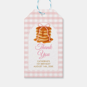 Schleifen und Brunch Pfannkuchen Rosa 1. Geburtsta Geschenkanhänger