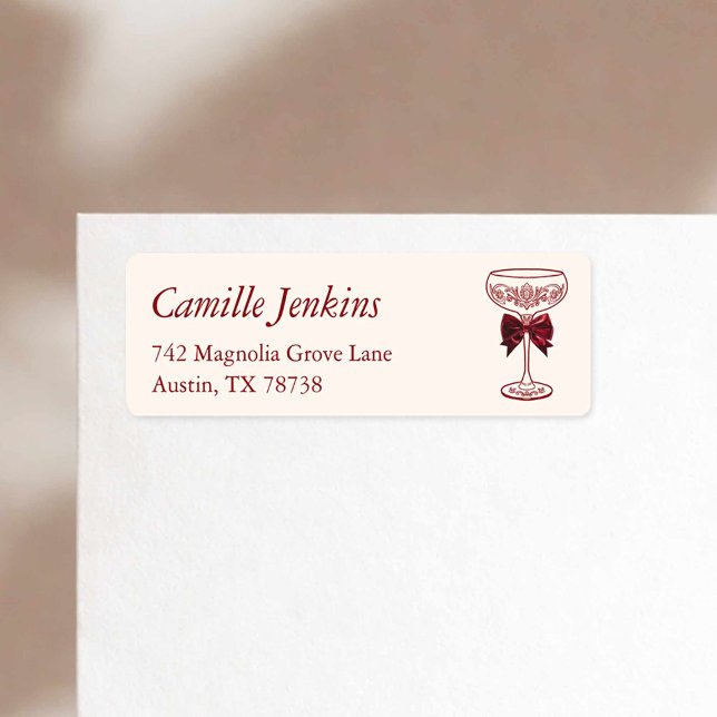 Schleifen- und Glitzer-Rücksendeetikett (Bows and Bubbly Bridal Shower Return Address Label)