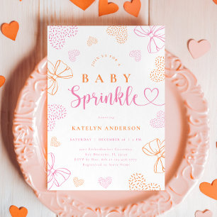 Schleifen und Herzen Sprinkle Baby Shower Einladun Einladung