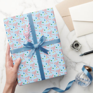 Schleifenband-Christmas-Feiertags-Rosa-Blau Geschenkpapier