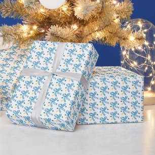 Schleifenband-Christmas-Hanukkah-Feiertags-Blau Geschenkpapier