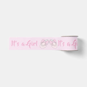 Schleifenband Es ist ein Mädchen Babyschuh Rosa Ba Ripsband