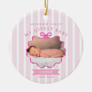Schleifenband Neugeborenes Baby Mädchen Keramik Ornament
