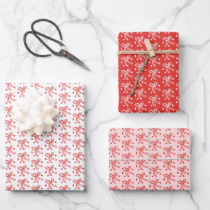 Schleifenbögen-Doodle WEIHNACHTEN Feiertage Pink R Geschenkpapier Set