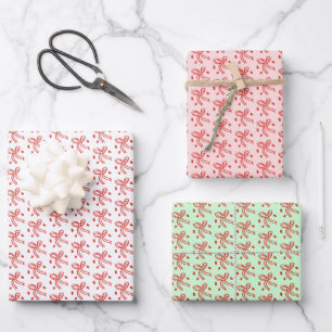 Schleifenbögen-Doodle WEIHNACHTEN Rot Geschenkpapier Set