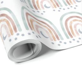 Schleifpapier - Mond und Stars - Regenbogen Geschenkpapier