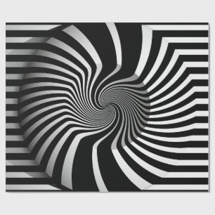 Schleifpapier - Psychedelic Art Swirl B/W Geschenkpapier