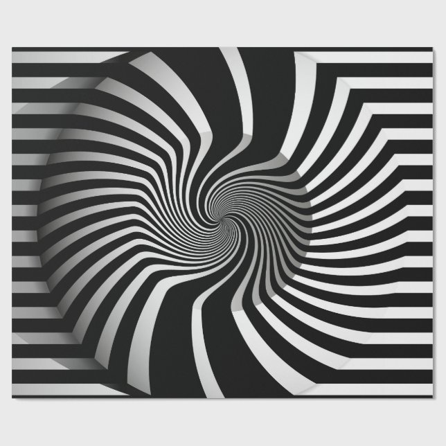 Schleifpapier - Psychedelic Art Swirl B/W Geschenkpapier (Flach)