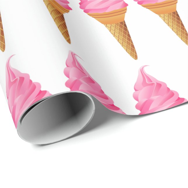 Schleifpapier - Rosa Eiscreme Geschenkpapier (Rolleneckpunkt)