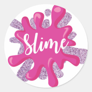 Schleim-Geburtstags-Sticker in rosa und lila Runder Aufkleber