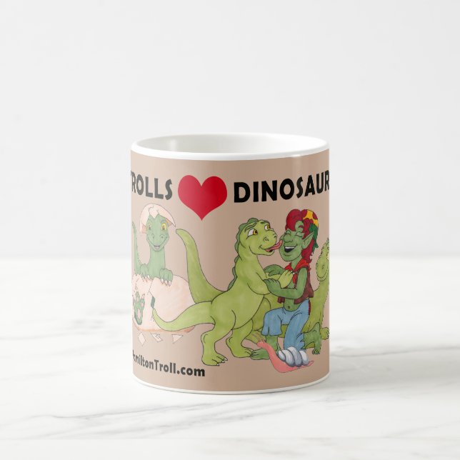 Schleppangel-Liebe-Dinosaurier-heiße Kaffeetasse (Mittel)
