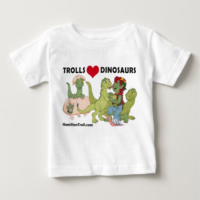 Schleppangel-Liebe-Dinosaurier-Säuglings-T - Shirt (Vorderseite)