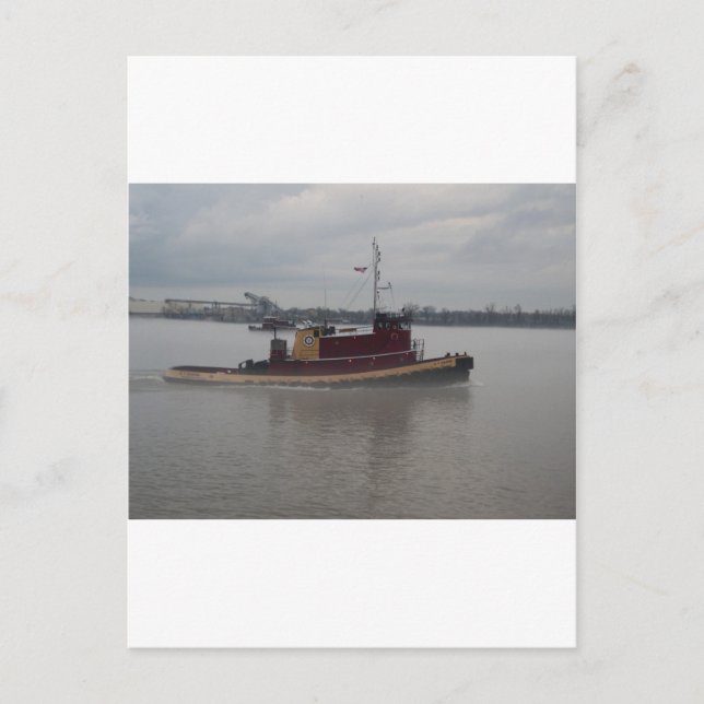 Schleppboot im Nebel Postkarte (Vorderseite)