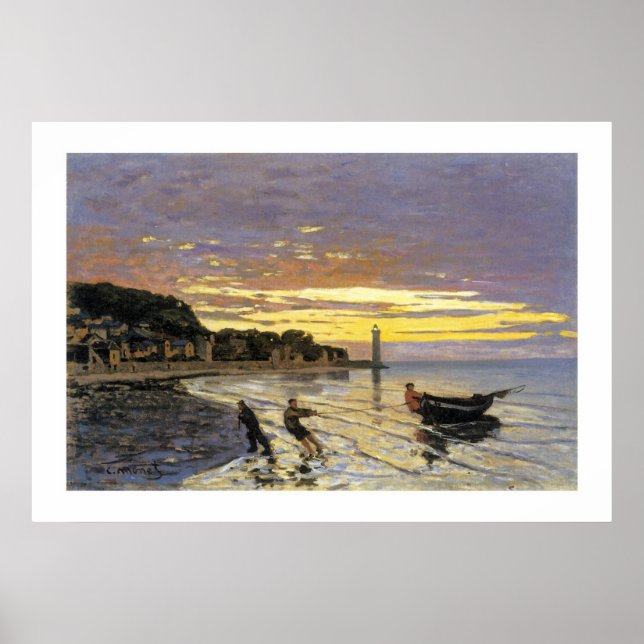 Schleppen eines Bootes, Honfleur Poster (Vorne)