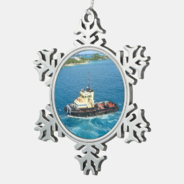 Schlepper in Nassau Schneeflocken Zinn-Ornament