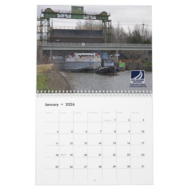Schlepper und Fracht der NYS Marinelandstraße Kalender (Jan 2026)