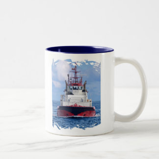 Schlepper voran zweifarbige tasse