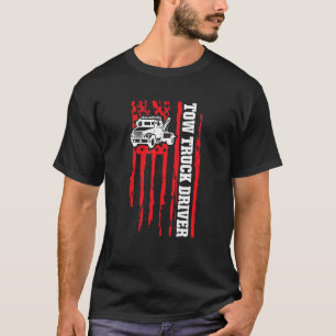 Schleppwagenfahrer US-Flaggenlastwagen 2 T-Shirt