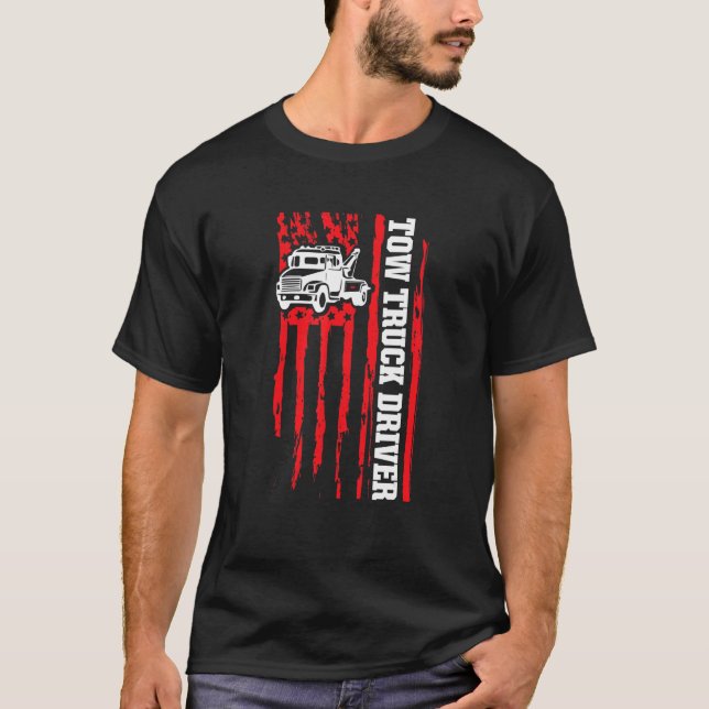 Schleppwagenfahrer US-Flaggenlastwagen 2 T-Shirt (Vorderseite)