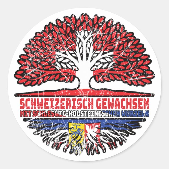 Schleswig-Holstein Schweiz Baum Runder Aufkleber (Vorderseite)
