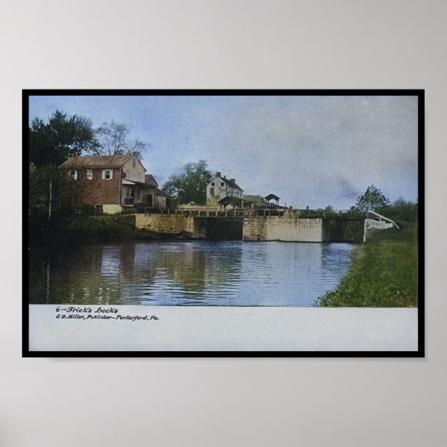 Schleuse-Haus "Frick's Locks Schuylkill Canal" Poster (Vorne)