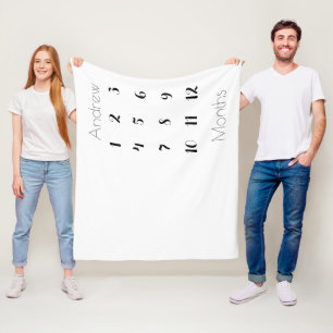 Schlicht 12 Monate Meilenstein Junge grau/schwarz Fleecedecke