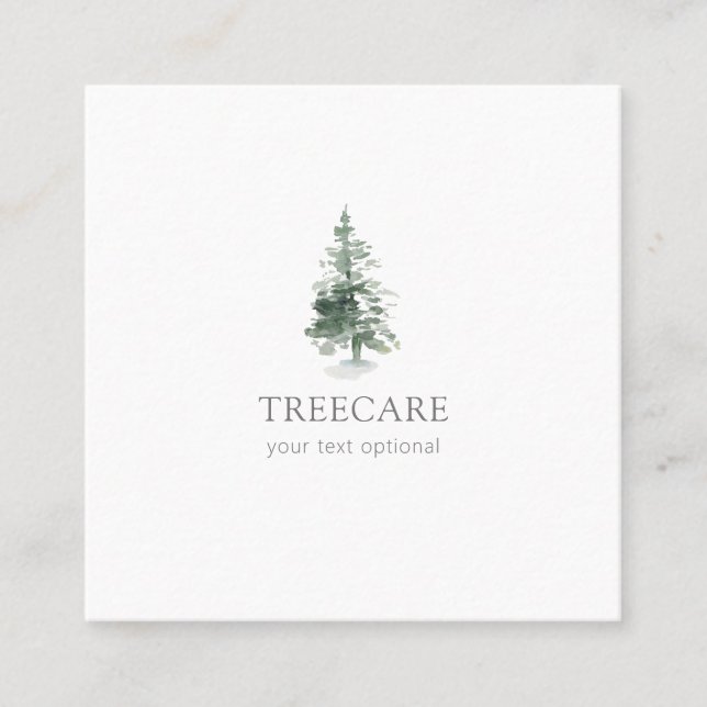 Schlicht Aquarell Baum Quadratische Visitenkarte (Vorderseite)