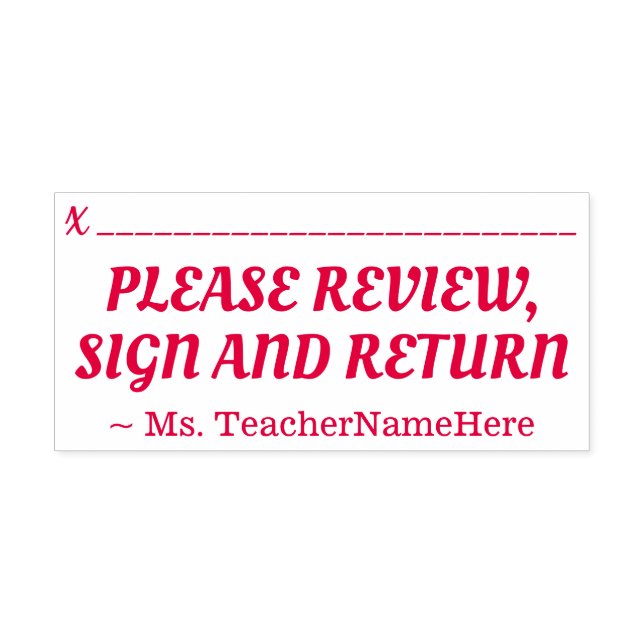 Schlicht "BITTE ÜBERPRÜFEN, UNTERZEICHNEN UND ZURÜ Permastempel (Design)