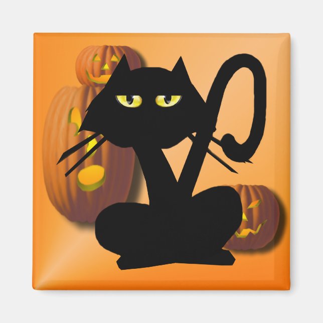 Schlicht Black Kitty Halloween Magnet (Vorne)