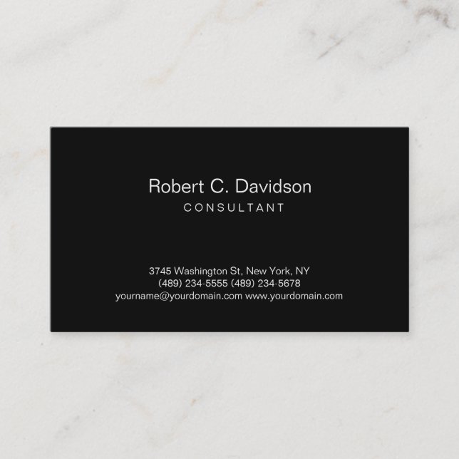 Schlicht Black Modern Consulting Business Card Visitenkarte (Vorderseite)