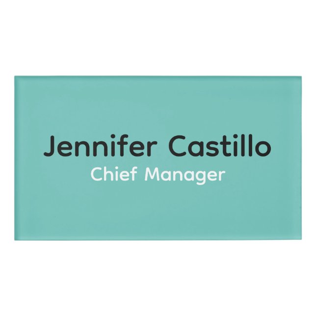 Schlicht Blau Schwarz-weiß Minimalistisch Namenschild (Vorderseite)