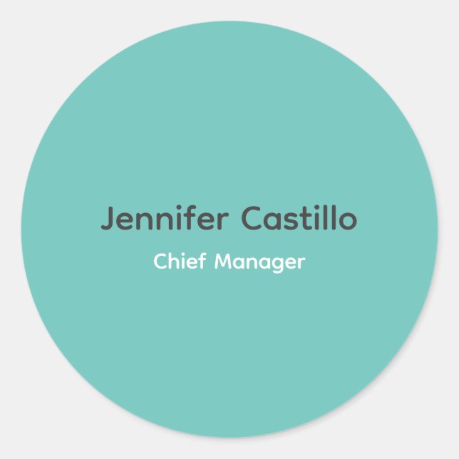 Schlicht Blau Schwarz-weiß Minimalistisch Runder Aufkleber (Vorderseite)